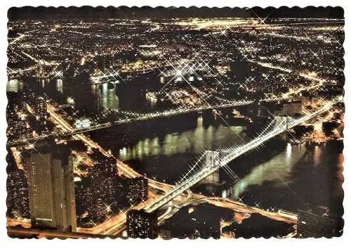 Ansichtskarte USA - New York / Panorama bei Nacht (2177)