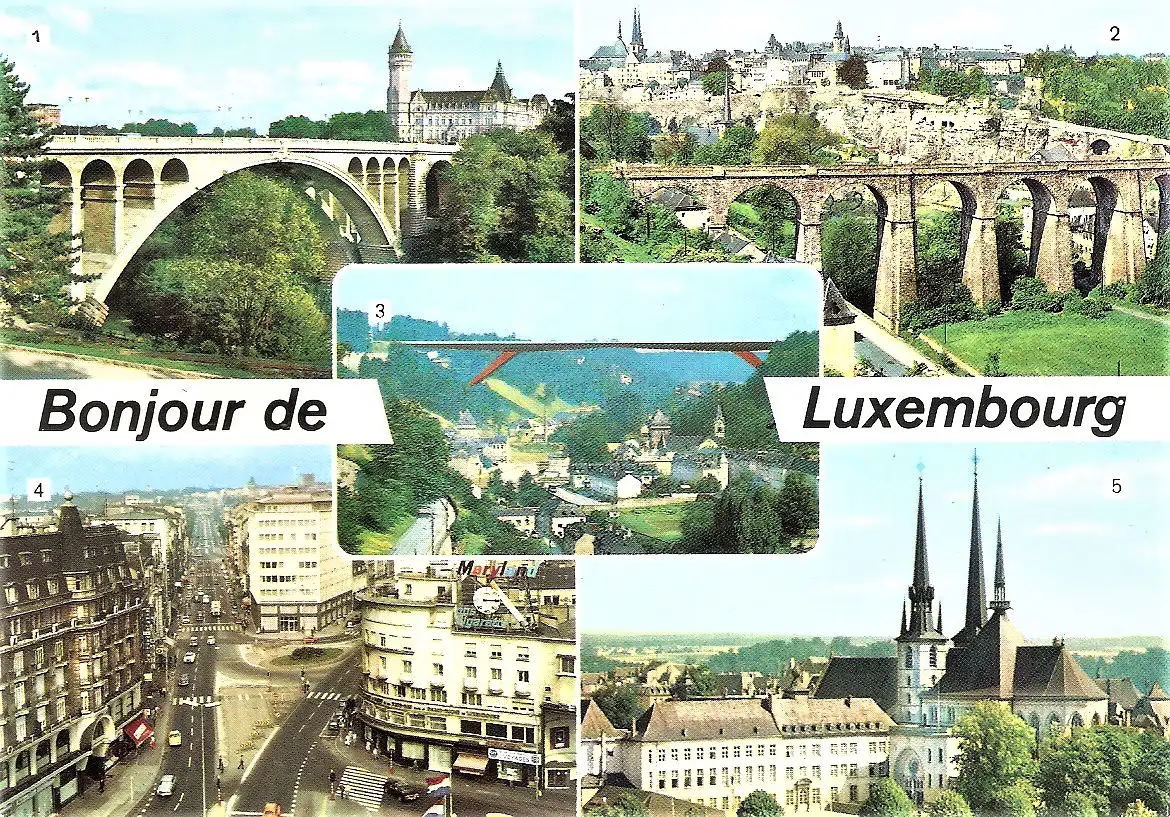 Ansichtskarte Luxemburg - Pont Adolphe, Panorama, Pont Grande Duchesse Charlotte, Avenue de la Liberté, Cathédrale (2022)
