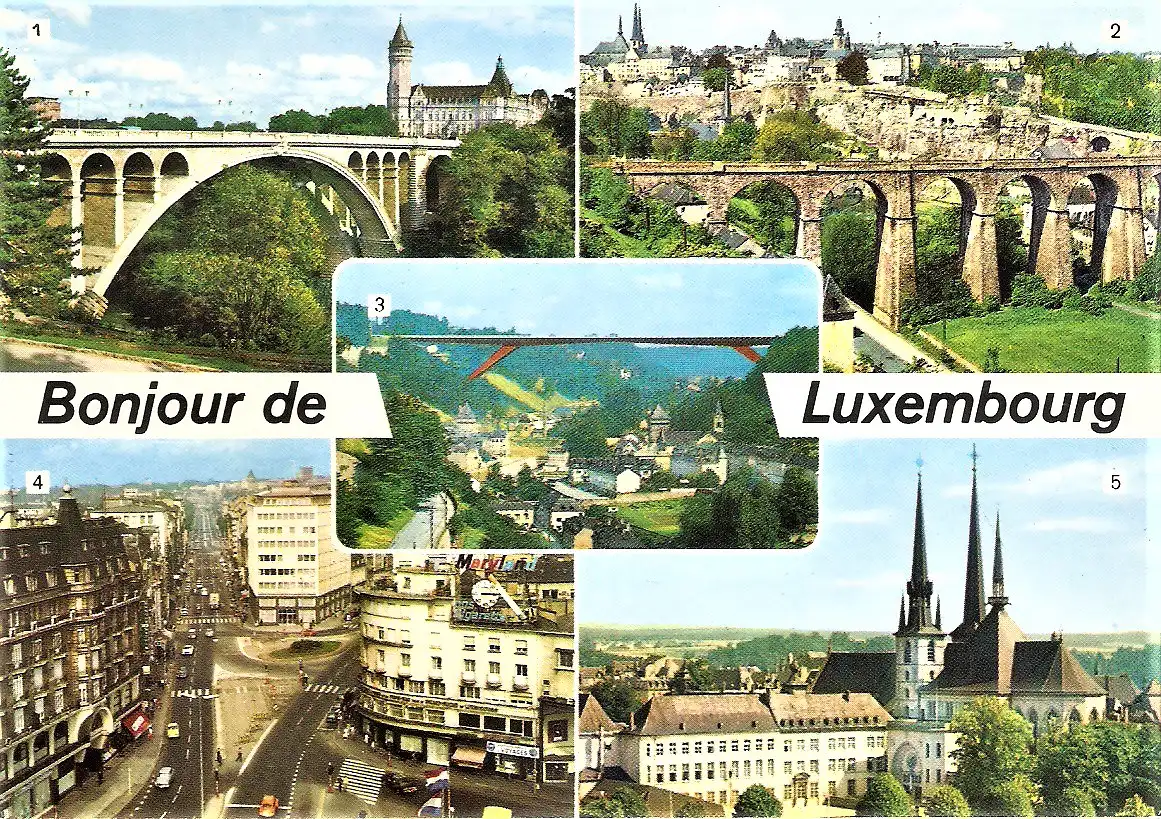 Ansichtskarte Luxemburg - Pont Adolphe, Panorama, Pont Grande Duchesse Charlotte, Avenue de la Liberté, Cathédrale (2008)