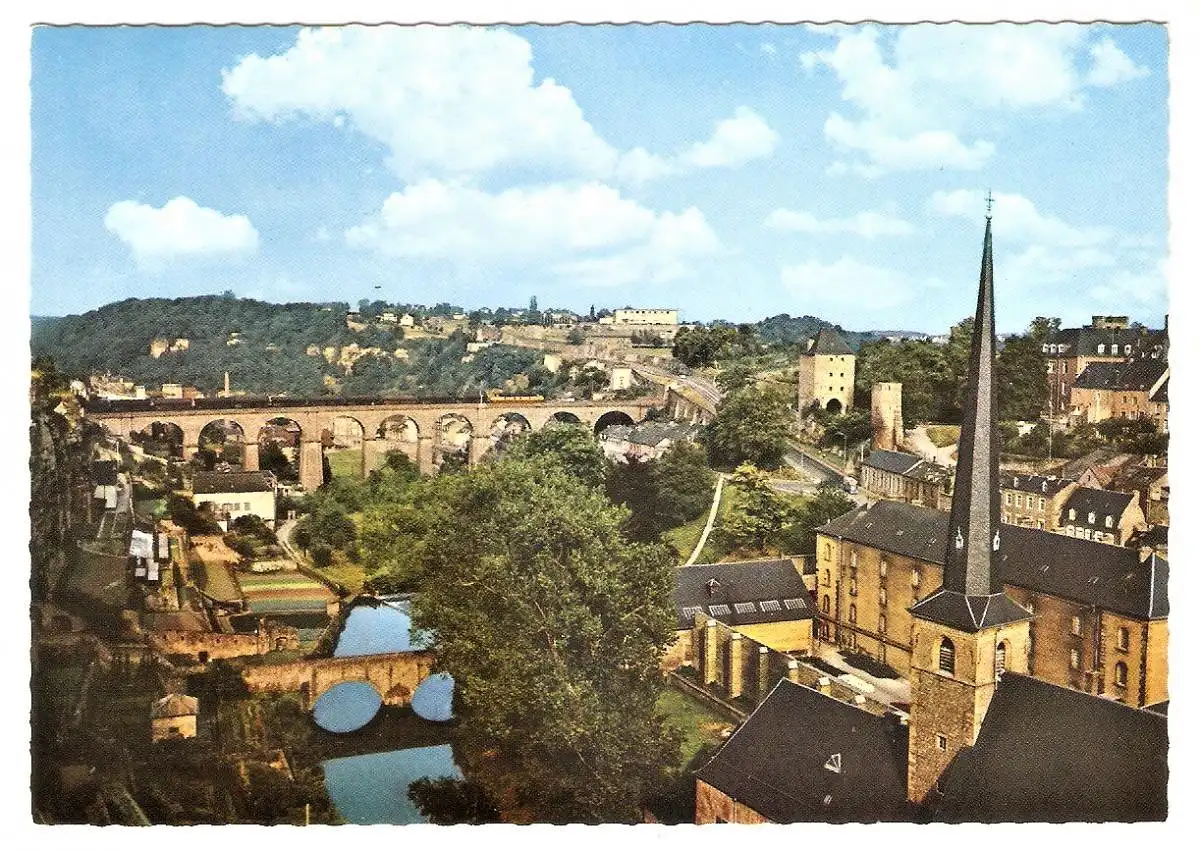 Ansichtskarte Luxemburg - Eisenbahnviadukt mit Alzette (1990)