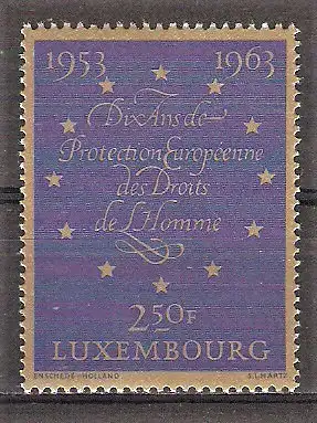 Briefmarke Luxemburg Mi.Nr. 679 ** 10 Jahre Europäische Konvention für Menschenrechte 1963