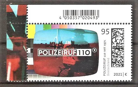 Briefmarke BRD Mi.Nr. 3638 ** BOGENECKE o.l. Deutsche Fernsehlegenden 2021 / „Polizeiruf 110“