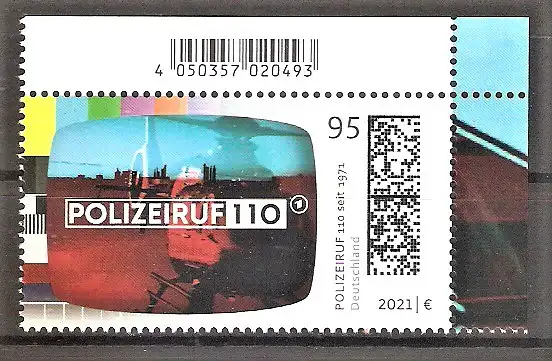 Briefmarke BRD Mi.Nr. 3638 ** BOGENECKE o.r. Deutsche Fernsehlegenden 2021 / „Polizeiruf 110“