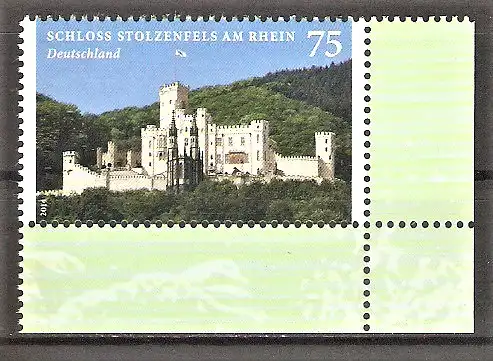 Briefmarke BRD Mi.Nr. 3049 ** BOGENECKE u.r. Burgen und Schlösser 2014 / Schloss Stolzenfels am Rhein