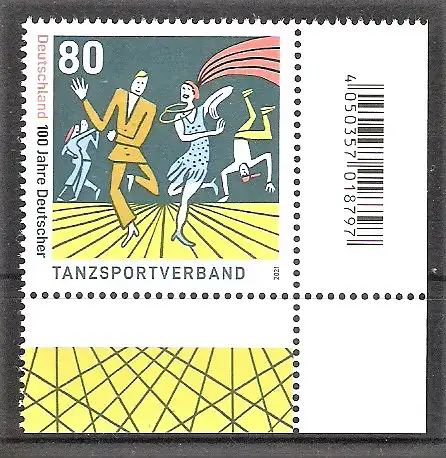 Briefmarke BRD Mi.Nr. 3639 ** BOGENECKE u.r. 100 Jahre Deutscher Tanzsportverband 2021