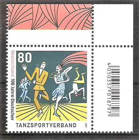 Briefmarke BRD Mi.Nr. 3639 ** BOGENECKE o.r. 100 Jahre Deutscher Tanzsportverband 2021