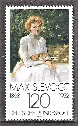 Briefmarke BRD Mi.Nr. 988 ** Deutscher Impressionismus 1978 / "Dame mit Katze" Gemälde von Max Slevogt