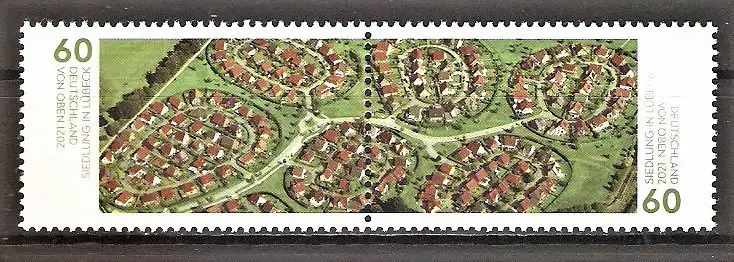 Briefmarke BRD Mi.Nr. 3580-3581 ** Paar / Zusammendruck - Luftaufnahme einer Wohnsiedlung in Lübeck 2021