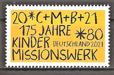 Briefmarke BRD Mi.Nr. 3582 ** 175 Jahre Kindermissionswerk 2021 / Haussegensinschrift der Sternsinger