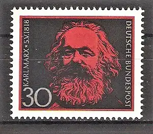 Briefmarke BRD Mi.Nr. 558 ** 150. Geburtstag von Karl Marx 1968 / Philosoph und Nationalökonom