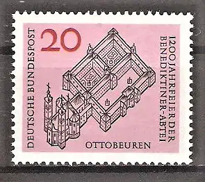 Briefmarke BRD Mi.Nr. 428 ** 1200 Jahre Benediktinerabtei Ottobeuren 1964