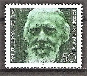 Briefmarke BRD Mi.Nr. 1104 ** 150. Geburtstag von Wilhelm Raabe 1981 / Dichter und Erzähler