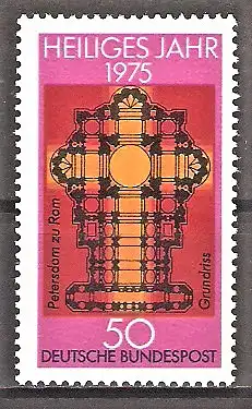 Briefmarke BRD Mi.Nr. 834 ** Heiliges Jahr 1975 / Grundriss des Petersdoms in Rom