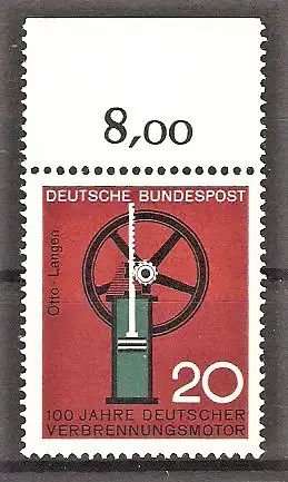 Briefmarke BRD Mi.Nr. 442 ** Oberrand - Fortschritt in Technik und Wissenschaft 1964 / 1. Gasmotor von Nikolaus Otto