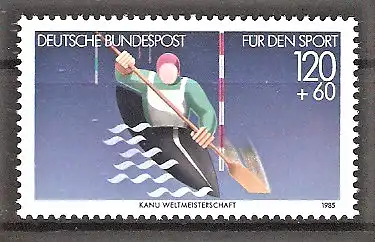Briefmarke BRD Mi.Nr. 1239 ** Sporthilfe 1985 / WM im Kanuslalom - Einer-Kajak