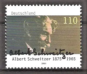 Briefmarke BRD Mi.Nr. 2090 ** Dr. Albert Schweitzer 2000 / Theologe, Musiker und Arzt