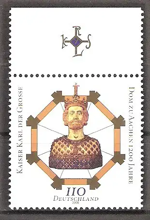 Briefmarke BRD Mi.Nr. 2088 ** Oberrand - 1200 Jahre Aachener Dom 2000 / Karl der Große
