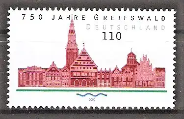 Briefmarke BRD Mi.Nr. 2111 ** 750 Jahre Greifswald 2000 / Stadtansicht