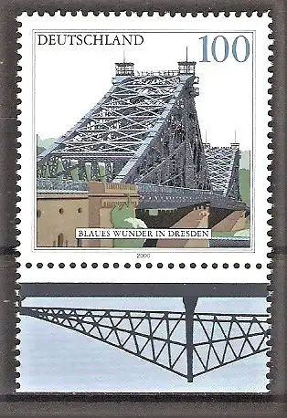 Briefmarke BRD Mi.Nr. 2109 ** Unterrand - Elbbrücke „Blaues Wunder“ in Dresden 2000