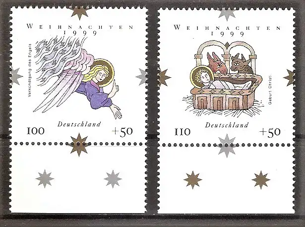 Briefmarke BRD Mi.Nr. 2084-2085 ** Unterrand - Weihnachten 1999 / Kompletter Satz !