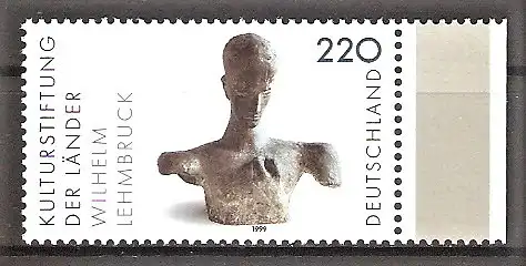 Briefmarke BRD Mi.Nr. 2064 ** Seitenrand rechts - Kunstwerke 1999 / "Kopf eines Denkers" - Skulptur von Wilhelm Lehmbruck