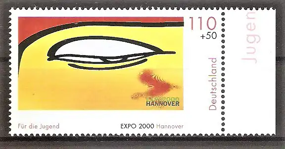 Briefmarke BRD Mi.Nr. 2120 ** Seitenrand rechts - EXPO 2000 in Hannover / "Auge des Buddha"