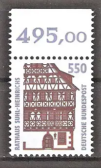 Briefmarke BRD Mi.Nr. 1746 (B) ** (Bogenmarke) Oberrand / Sehenswürdigkeiten 1994 - Rathaus Suhl-Heinrichs