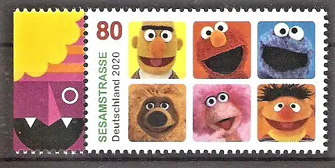 Briefmarke BRD Mi.Nr. 3530 ** Seitenrand links - Fernsehserie Sesamstraße 2020