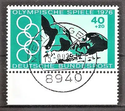 Briefmarke BRD Mi.Nr. 886 o Vollstempel Memmingen / Olympische Sommerspiele Montreal 1976 - Freistilschwimmen