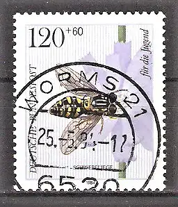 Briefmarke BRD Mi.Nr. 1205 o Vollstempel Worms / Bestäuberinsekten 1984 - Schwebfliege (Chrysotoxum festivum)