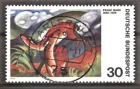 Briefmarke BRD Mi.Nr. 798 o Vollstempel Karlsruhe / Deutscher Expressionismus 1974