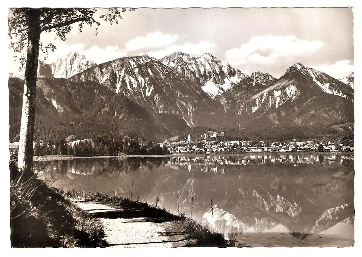 Ansichtskarte Deutschland - Forggensee mit Füssen, Köllespitze, Schlicke und Vilser Kegel (2663)