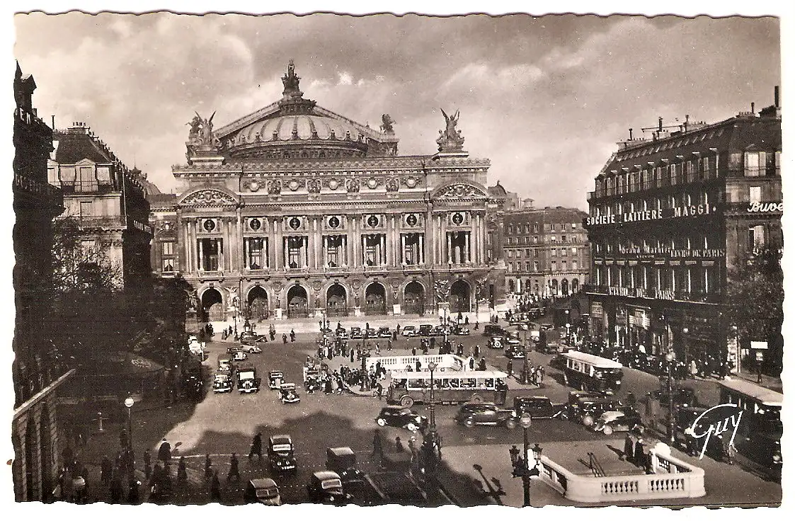 Ansichtskarte Frankreich - Paris / Place de l'Opéra mit Oldtimern und Bussen (2657)