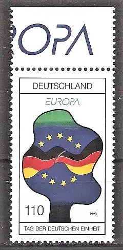 Briefmarke BRD Mi.Nr. 1985 ** Oberrand - Europa CEPT 1998 / Nationale Feste und Feiertage - Tag der Deutschen Einheit