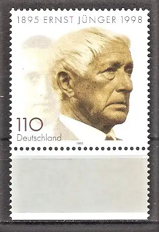 Briefmarke BRD Mi.Nr. 1984 ** Unterrand - Tod von Ernst Jünger 1998 / Schriftsteller
