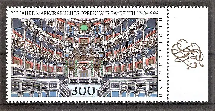 Briefmarke BRD Mi.Nr. 1983 ** Seitenrand rechts - 250 Jahre Markgräfliches Opernhaus Bayreuth 1998