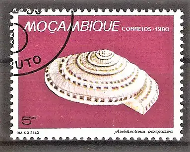 Briefmarke Mocambique Mi.Nr. 782 o Sonnenuhrschnecke (Architectonia perspectiva)