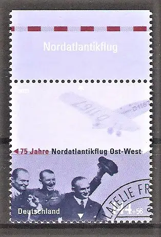 Briefmarke BRD Mi.Nr. 2331 o Oberrand - Für die Briefmarke 2003 / 75. Jahrestag des ersten Nordatlantikflugs in Ost-West-Richtung