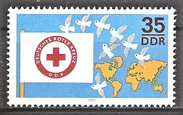Briefmarke DDR Mi.Nr. 3088 ** Kongress des Deutschen Roten Kreuzes der DDR in Dresden 1987