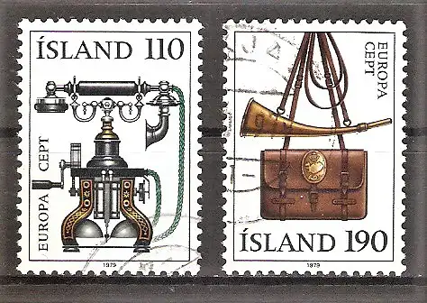Briefmarke Island Mi.Nr. 539-540 o Europa CEPT 1979 / Geschichte des Post- und Fernmeldewesens / Kompletter Satz !