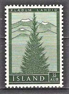 Briefmarke Island Mi.Nr. 320 ** Wiederaufforstung Islands 1957 / Rotfichte (Picea abies)