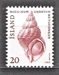 Briefmarke Island Mi.Nr. 576 ** Einheimische Tiere 1982 / Wellhornschnecke (Buccinum undatum)