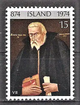 Briefmarke Island Mi.Nr. 494 ** 1100 Jahre Besiedlung Islands 1974 / Bischof von Hólar