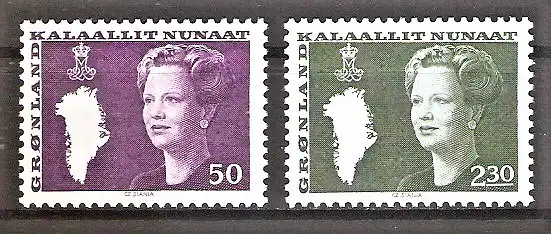 Briefmarke Grönland Mi.Nr. 126-127 ** Königin Margrethe II. 1981 / Kompletter Satz !