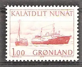 Briefmarke Grönland Mi.Nr. 99 ** Postbeförderung in Grönland 1976 / Küstenschiff „Kununguak“