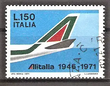 Briefmarke Italien Mi.Nr. 1345 o 25 Jahre Fluggesellschaft Alitalia 1971 / Flugzeugheck mit Seiten- und Höhenleitwerk