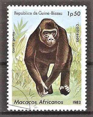Briefmarke Guinea-Bissau Mi.Nr. 659 o Affen 1983 / Gorilla (Gorilla gorilla)