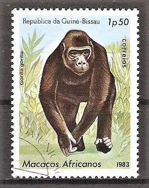 Briefmarke Guinea-Bissau Mi.Nr. 659 o Gorilla (Gorilla gorilla)