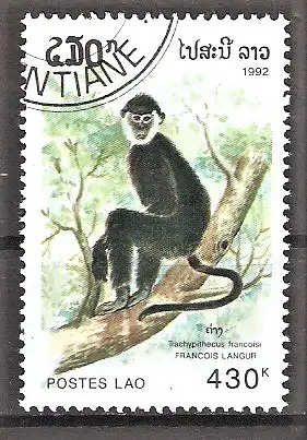 Briefmarke Laos Mi.Nr. 1340 o Affen 1992 / Tonkinlangur (Presbytis francoisi)