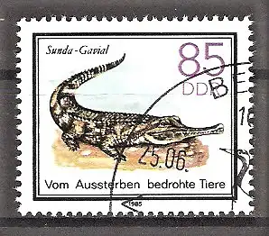 Briefmarke DDR Mi.Nr. 2956 o Bedrohte Tiere 1985 / Sunda-Gavial (Tomistoma schlegelii)